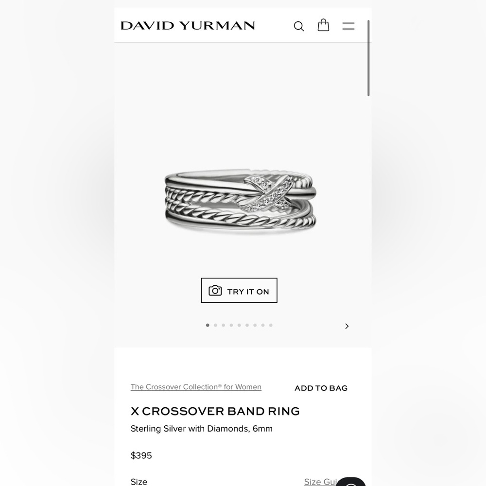 David Yurman
X Crossover Ring with diamonds